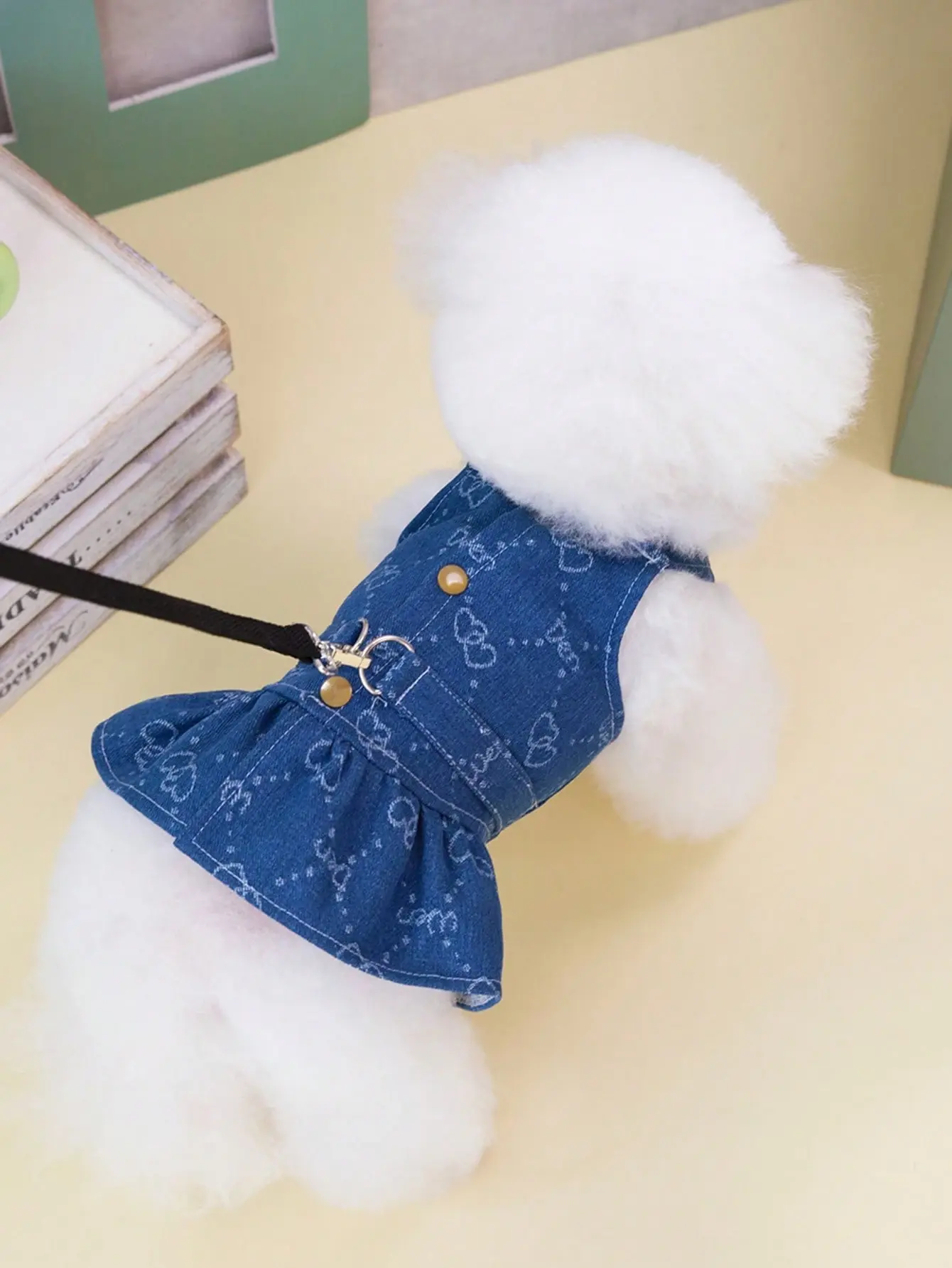 AESS x PETSIN Pet Dog Dress Navy Blue Cute Ladylike Heart Paw Print Pattern Summer Light Breathable Puppy Outfit