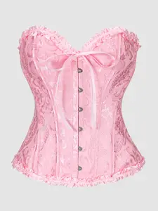 Women's Classic Corset Top, Palace Style Ditsy Floral Lace Top, Strapless Sweet Fit Skeleton Bodysuit, Ruffle Waist Shaper, Perfect for Makeup Balls and Halloween