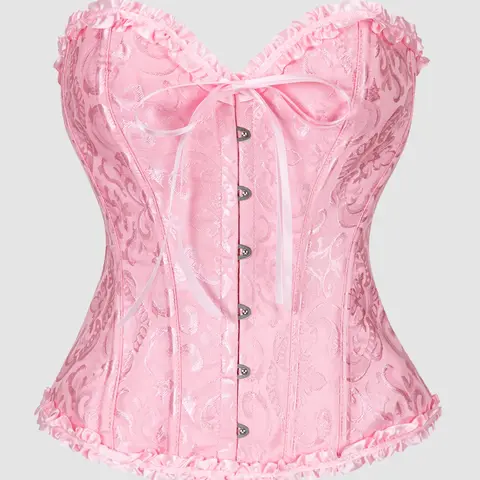 Women's Classic Deluxe Corset Top, Palace Style Ditsy Floral Lace Top, Strapless Sweet Fit Skeleton Bodysuit, Ruffle Waist Shaper, Perfect for Makeup Balls and Halloween, Costumes
