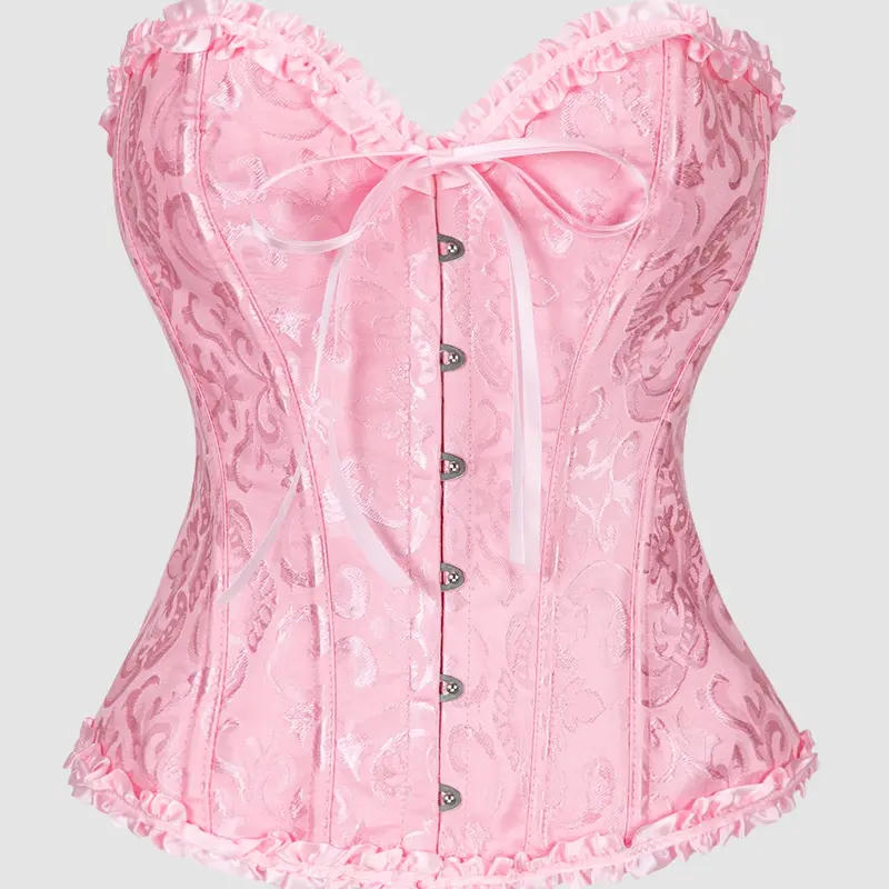 Women's Classic Deluxe Corset Top, Palace Style Ditsy Floral Lace Top, Strapless Sweet Fit Skeleton Bodysuit, Ruffle Waist Shaper, Perfect for Makeup Balls and Halloween, Costumes