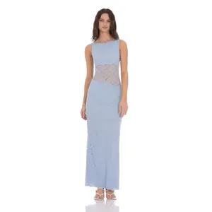 Cutout Lace Maxi Dress in Light Blue