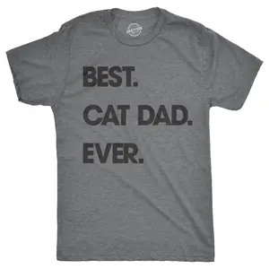 Mens Best Cat Dad Ever T shirt Funny Fathers Day Kitty Sarcastic Saying Novelty Mens Funny T Shirts Cool Vintage Fashion T-Shirt Gift Classic Menswear Dad Joke Apparel for Men Funny Cat Short Sleeve Novelty Light Grey