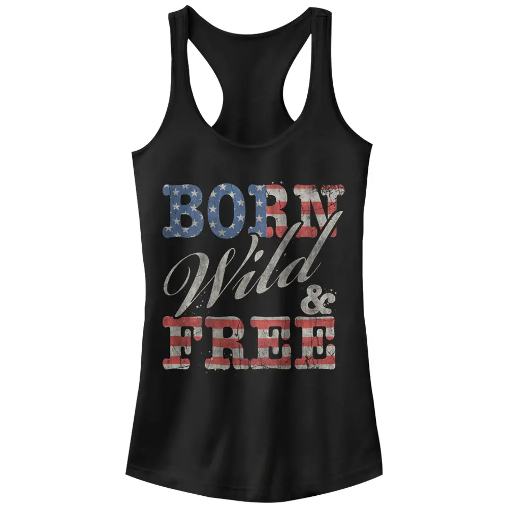Juniors Womens Lost Gods Born Wild and Free Racerback Tank Top