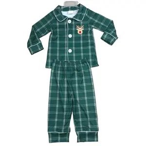 Boy Christmas Pajamas Set Deer Embroideried Winter Sleep Wear Christmas Gift