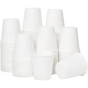 [100 Pack] 3 oz Disposable Paper Cups for Bathroom Use - Perfect for Mouthwash & Coffee - White Paper Cups Ideal for Everyday Needs Glam