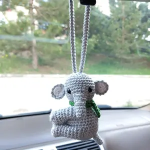 Crochet Car Accessories, Crochet Elephant Car Hanging, Elephant Car Mirror Hanging, Elephant Keychain, Elephant Personalized Gift,