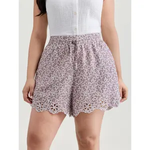 【Summer Turn-Up】BlOOMCHIC plus size Micro Floral Print Embroidered Shorts [M-6X] 2026 Summer Pick for Mother's Day