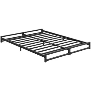 Reliable Support for Restful Sleep! 6 in Queen Bed, Metal Platform Bed Frame with Steel Slats Support, Mattress Foundation, Easy Assembly, No Box Spring Needed, Black