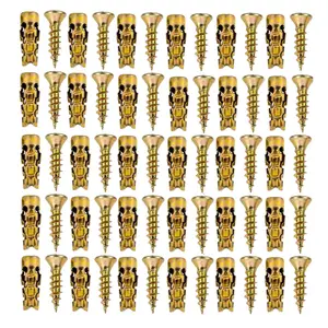 60 Pack Door Hinge Thread Repair Screws, 6*14mm Upgraded Short Expansion Wall Anchors, Stripped Thread Repair Fixer for Cabinet, Tile, Stone and Partition Hinge Mounting