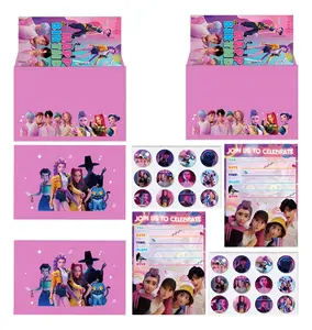 K-Pop Devil Hunters themed birthday party invitation cards (12 cards + 12 stickers) party invitation supplies party gifts