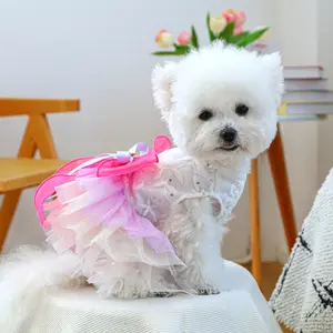 Pet Dog and Cat Apparel Collection: Fluffy Tulle Dresses, Harnesses, High-End Gowns, and Wedding Dresses