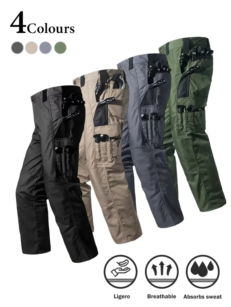 Men's Plain Ripstop Cargo Pants - Quick-Dry Tactical Outdoor Trousers for Hiking, Moisture-Wicking Activewear, Menswear