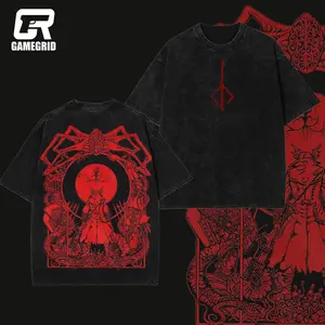 Retro Vintage Bloodborne Blood Moon Unisex Oversize Washed Lightweight Cotton T-Shirt Wash Gift For Game Fan, Game Lover