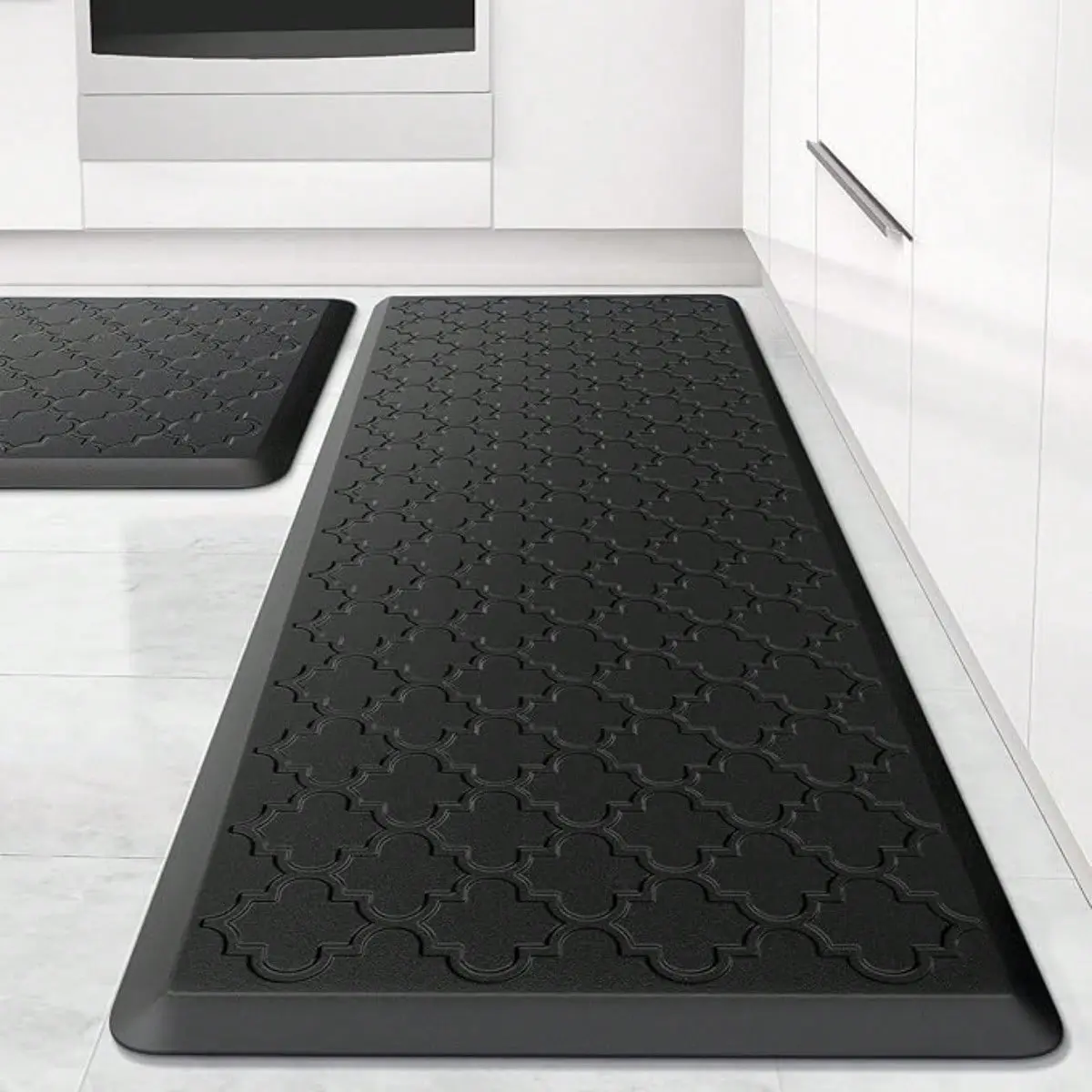 2PCSKitchen Mat Cushioned Anti Fatigue Comfort Floor Mat Oversized Waterproof Non Slip Kitchen Rug Runner Laundry Room Rug Floor Carpet Heavy Duty Comfort Standing Mat Pads