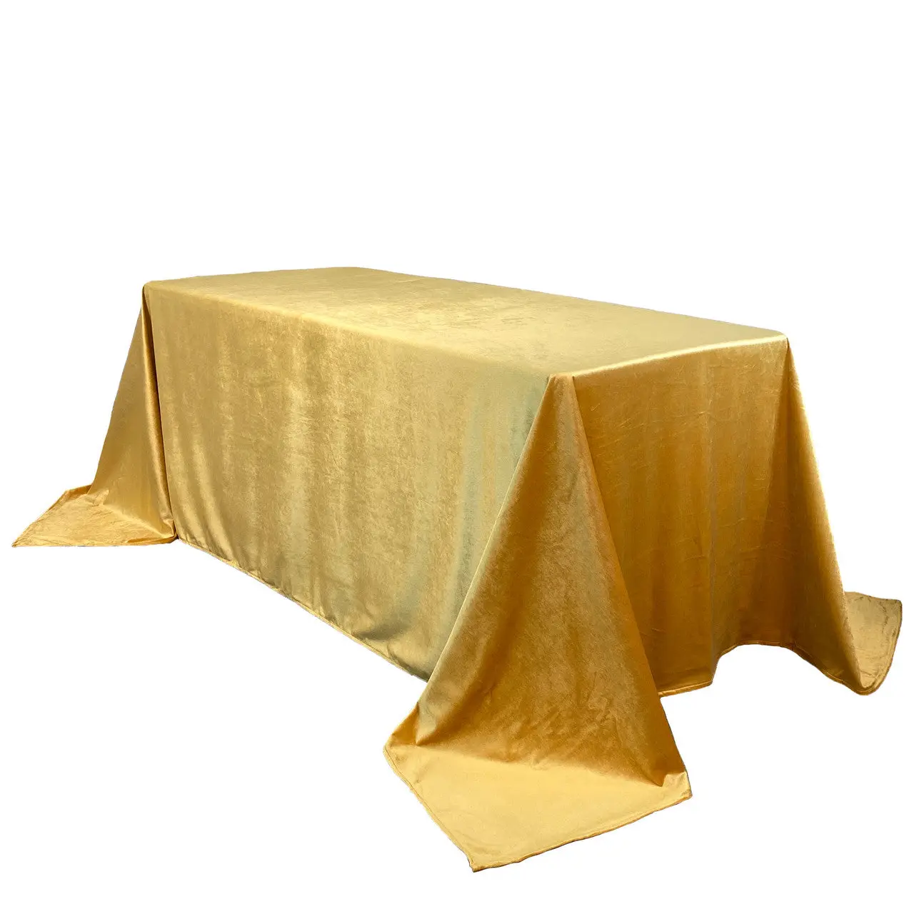 90 x 132 Inch Rectangular Velvet Tablecloth Gold