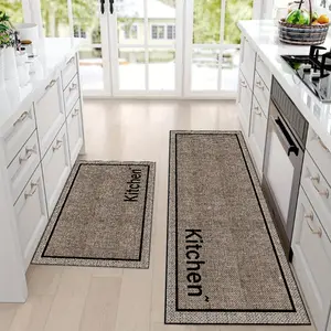 1 kitchen rug | kitchen floor mat set | vintage faux woven texture print | soft and comfortable, non-slip design, machine washable | long strip home decor | suitable for kitchen areas, kitchen flooring, room flooring, hallway, and entryway spaces