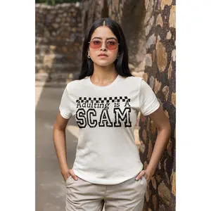 Adulting Is a Scam Graphic T-Shirt – Playful Sarcastic Statement Tee