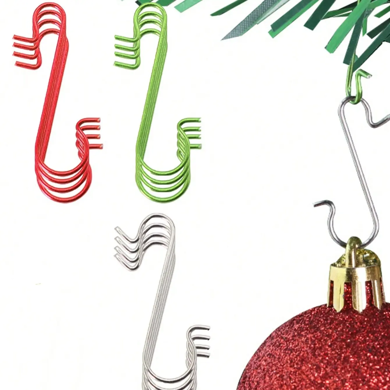20 Stainless Steel Christmas Tree Hooks, Durable Rust-Resistant Hangers for Holiday Decorations, Easy-To-Use Clips for Ornaments & Garlands
