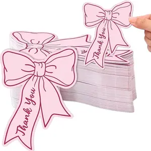 100pcs Bow Mini Thank You Cards with Blank Message Notes, Perfect for Business, Anniversaries, Parties, Birthdays, and More