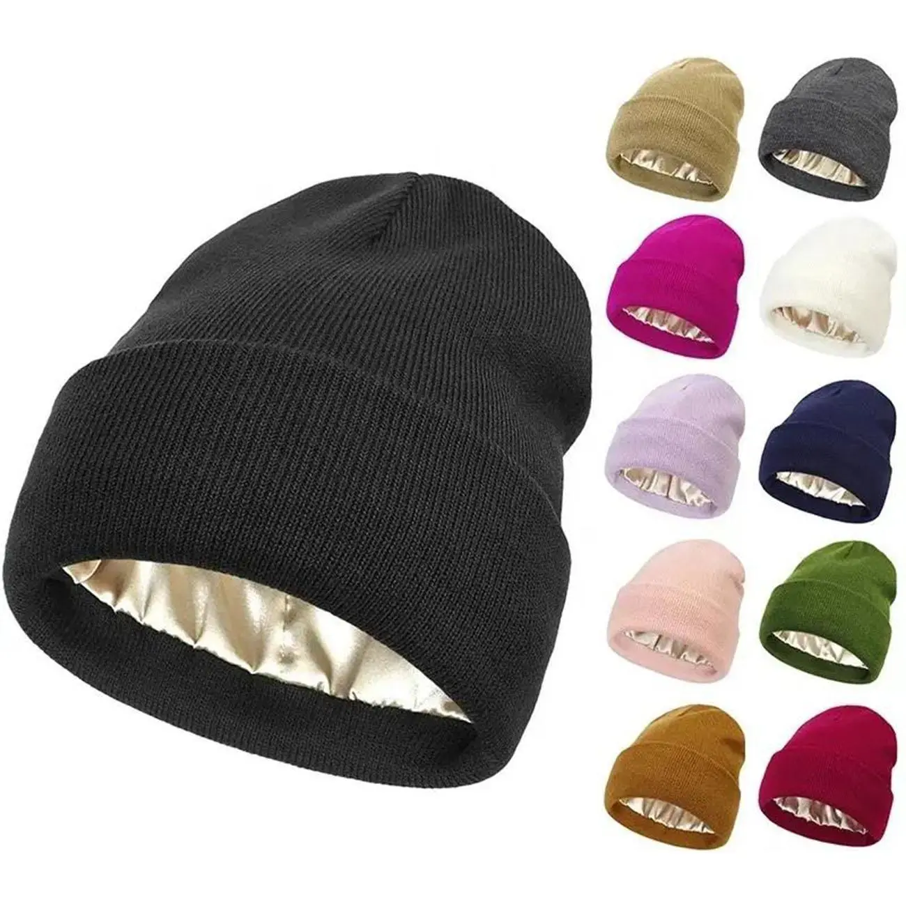 Cozy Solid Color Satin Lining Bonnet Hats for Men & Women - Trendy Winter Beanie for Fall Streetwear, Outdoor Sports, Skiing & Perfect Valentine's Gift