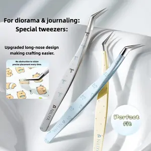 NILIYA High Precision Long Angled Tweezers with Precision Tips, Hand Tools for DIY Crafts, Scrapbooking & Stamping, Father's Day Gift Idea summerwins