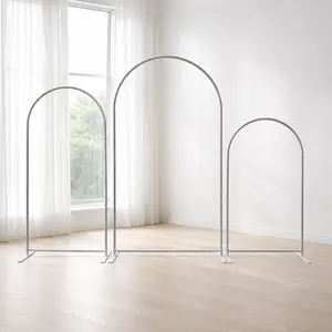 3 PCs Silver Wedding Arch Metal Flower Stands With Carrying Bag-HLK Aluminum Ornaments Decor Decoration
