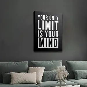 Framed, One Piece Inspirational Canvas Poster "Your Only Limit Is Your Mind" Inspirational Quote Wall Art No Electricity Required Universal Holiday Decoration Hanging Canvas Print Home, Dormitory, Office Decoration Gift