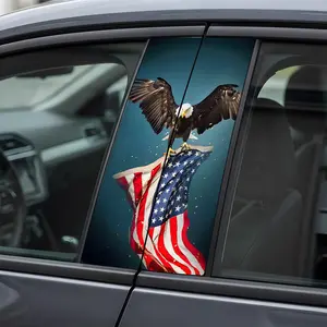 American Flag Car B-Pillar Sticker Durable Patriotic Design for Car B-Pillars Easy Application and Removal