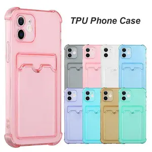 Suitable for iPhone17 16 mobile phone case, card slot transparent case, four-corner anti-fall protective cover, airbag anti-fall full-cover protection lens, can hold 3-inch size cards,Total Protective Shockproof Cover for iPhone 11 12 13 14 15 16