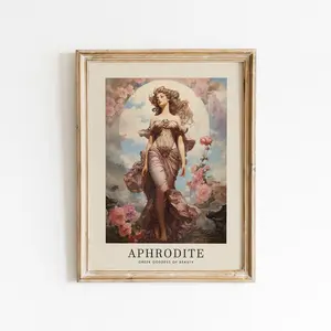 Aphrodite Greek Goddess of Beauty Poster, Divine Feminine Art, Ancient Greece Art, Greek Mythology Print, Aphrodite Painting, Greek Goddess Beauty