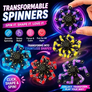4PCS Transformable Fidget Spinners Toys for  Kids and Adults With Anxiety Stress Relief Gifts , Durable Rabot Fingertips Gyros for party Favors Stocking Stuffers  Treasure Box