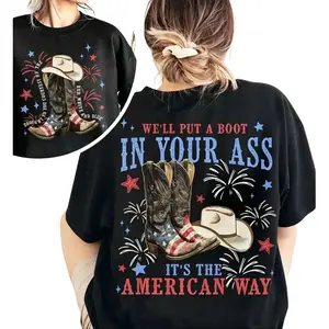 We'll Put A Boot In Your Ass It's The American Way T-shirt, Patriotic Cowboy Boot 4th of July Shirt, Red White and Blue Country Music women