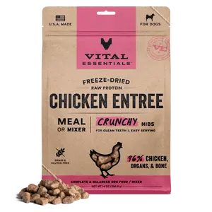 Vital Essentials Chicken Crunchy Nibs Meal or Mixer Freeze-Dried Raw Dog Food, 14-oz bag