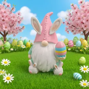 1/5PCS Easter Bunny Gnome Statue - Cute Chibi-Style Resin Figurine with Garden Dwarf, Spring Tabletop Decor for /Outdoor, Easter Basket Stuffers & Year-Round Decorations Suitable for Home, Easter Gift
