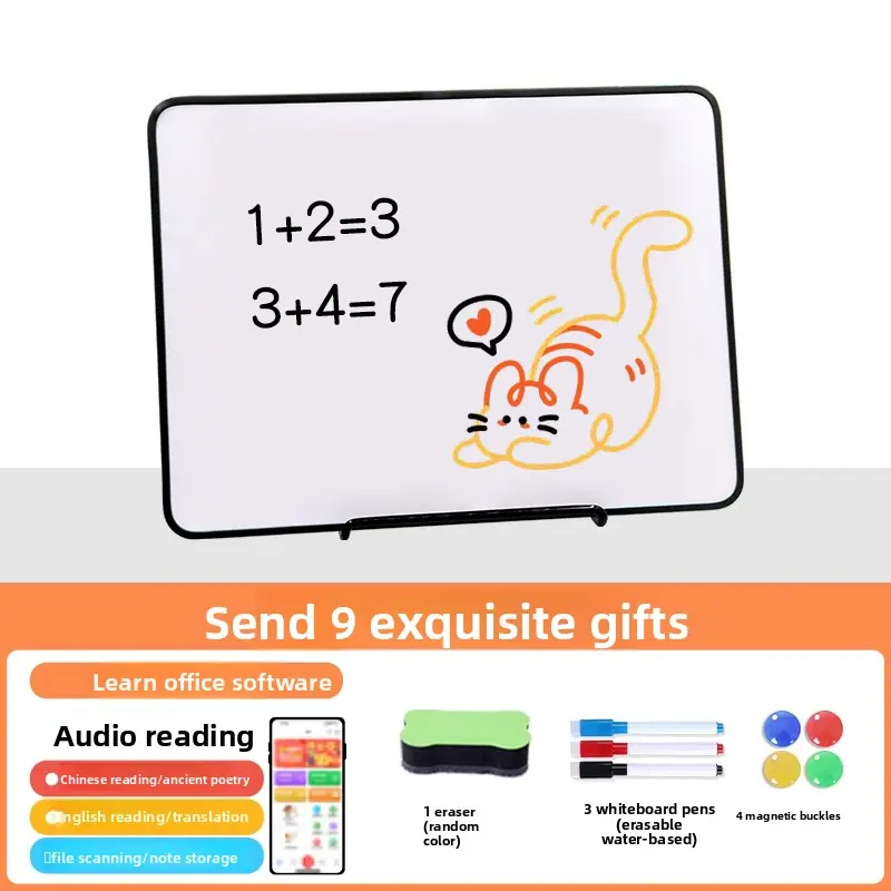 Black-framed whiteboard [iron stand]