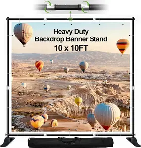 10x10 ft Backdrop Banner Stand, Heavy Duty Adjustable Background Kit With Carrying Bag, Step and Repeat Photography Frame for Trade Show Display Photo Booth Parties
