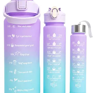 Botella Motivacional 3 en 1 con Marcadores de Tiempo – 32 oz + 900 ml + 300 ml