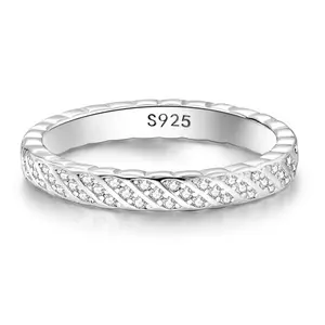 925 silver-plated Ring, Simple Plain Ring with Cubic Zircon, Perfect Gift for Daily Wear for Women, Mother's day Gift