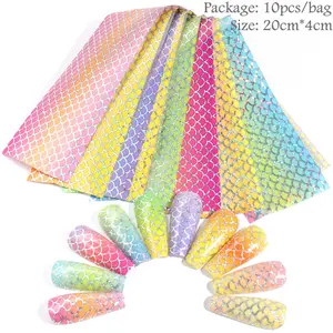 Holographic Mermaid Nail Art Foil - Mermaid Scale Transfer Foil - 10 Sheets