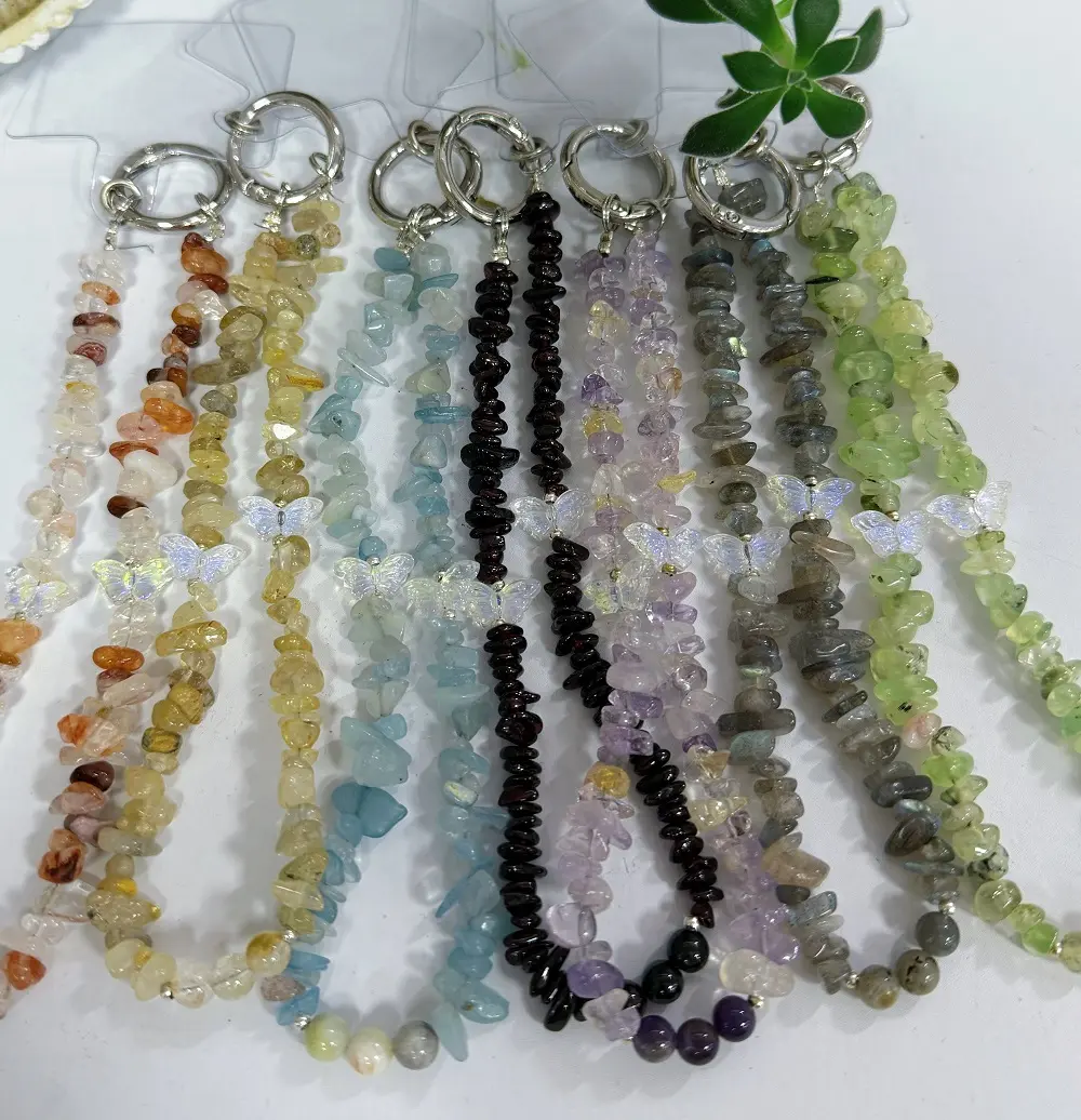 Mila(11989)gc.Decorative beaded phone charm for cellphone case 7pc