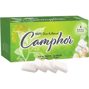 Natural Camphor Blocks,Pure Camphor Tablets for Aromatherapy & Puja - Alcanfor en Bloques, Alcanfor en Bolitas, Kapoor for Pooja (150 Grams (32 Tablets))