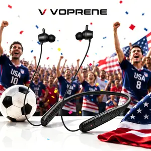 Voprene Neckband Wireless Earbuds - 48H Playtime Audio Electronic Headphones with Silicone Memory Fit for Fitness, Cycling, Running