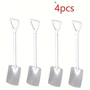 4pcs Shovel Spoon Coffee Spoon Shovel Shape Spoon Tea Sugar Stirring Spoon Ice Cream Spoon Tableware Stainless Steel Spoon Home