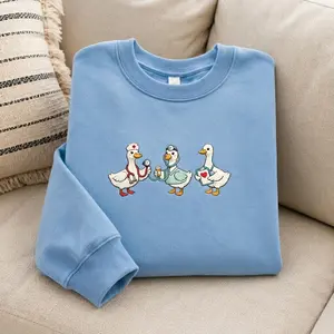 Cute Nurse Duck Embroidered Sweatshirt, Funny Medical Goose Crewneck, Nurse Doctor Duck Sweater, Healthcare Worker Gift, RN CNA Medical Student Pullover