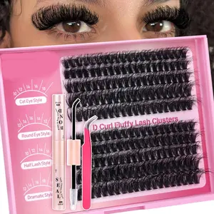 DIY Lash Extension Kit 240pcs D Curl Eyelash Clusters, Lash Bond, Seal & Applicator Tool