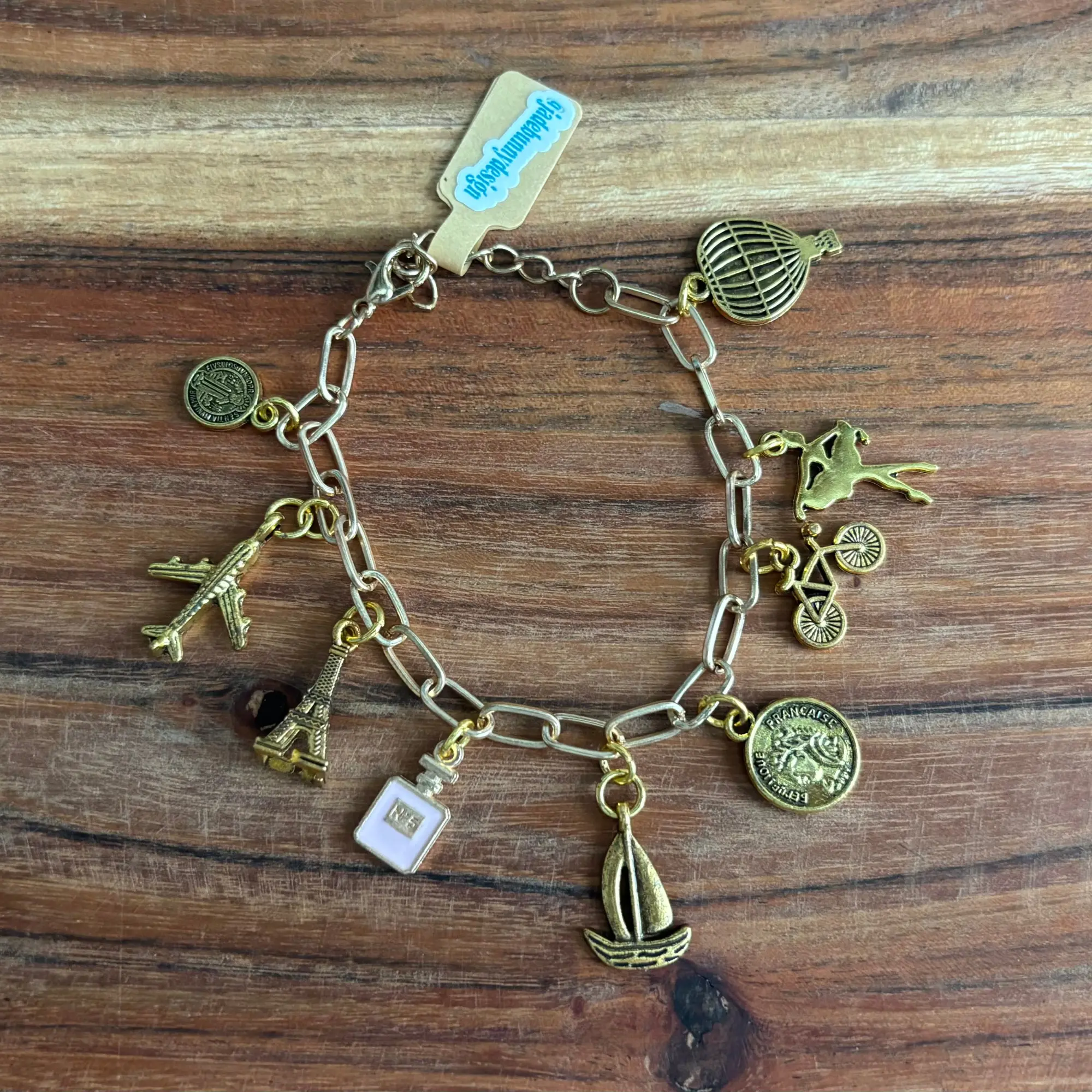 Gold Paris Vacation Charm Bracelet