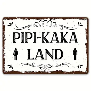1pc Pipi-Kaka Land Tin-Aluminium Decorative Metal Sign, 8x12in Lightweight Waterproof Dustproof Print, Retro Wall Hanging Plaque, Farmhouse Kitchen-Dining Room-Bedroom Decor, Gift for Home or Clubs Use