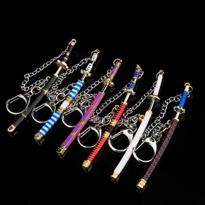 6 Miniature Sword Keychains with Sheaths, Fashionable Alloy Keychain, Anime Game Collectibles, Home Office Decor, Birthday Gift, 3.54 Inches