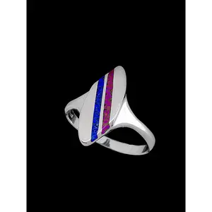 Navajo Handmade Beach Ring • 925 Sterling Silver • Sugilite and Lapis Lazuli Surfboard Ring