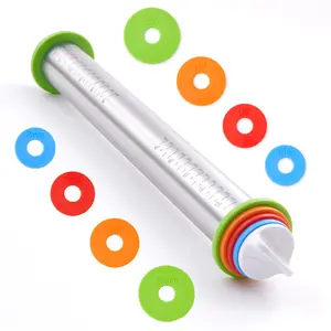 17-Inch Adjustable Rolling Pin with Thickness Rings – Stainless Steel Dough Roller – Ideal for Baking Pizza, Pasta, Cookies, Fondant & More